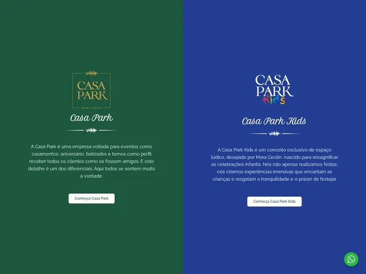 Página inicial do site da Casa do Park, desenvolvido pela One Wave Develop, Cuiabá